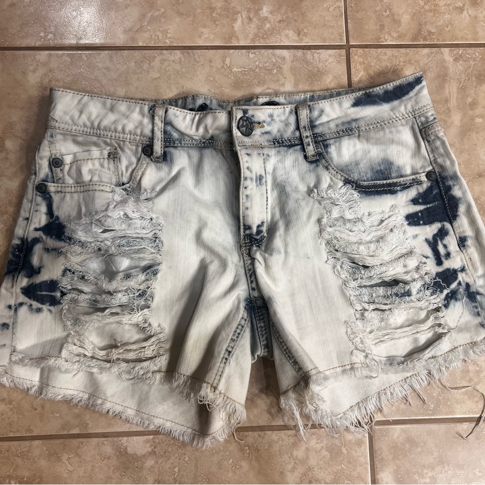 Vanilla Star Distressed Acid Washes Denim Shorts size 9